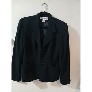 Christian Dior Black Wool Blend Blazer Jacket Size 4 is missing va button,